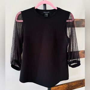 Elegant Black Blouse with Sheer Sleeves